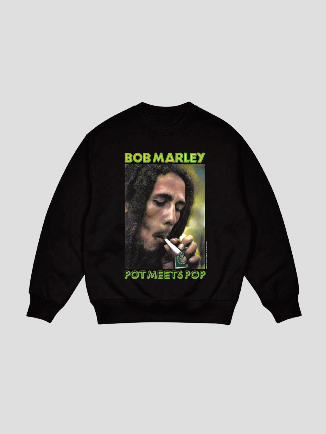 Pot Meets Pop x Bob Marley / LIGHT MY SPLIFF CREWNECK – BASSLINE