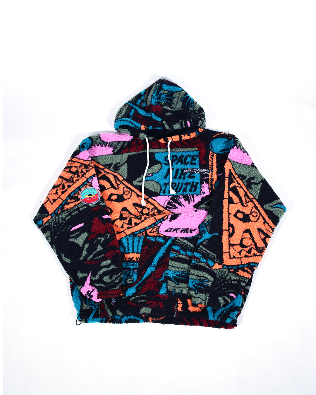 GRMY SPACE LADY ALL OVER JACQUARD SHERPA HOODIE(BLEACHED PINK)